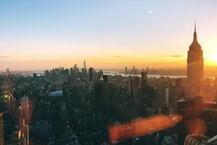 "Sunset from top of the Chrysler Building"